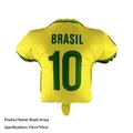 Brazil football jersey shaped foil balloon in yellow and green for party decor - Brazil No.10 Football Jersey Shaped Balloon / Yellow