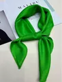 Vibrant bright green satin square neck scarf for women with elegant silk-like texture - Cyan