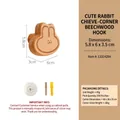 Cute bunny shaped beech wood wall hook with natural grain finish for home decor - Chubby Rabbit Head Wooden Hook (Beveled)