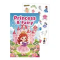 Vue détaillée du livre de coloriage princesse et fée avec planche d'autocollants - Château de princesse