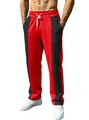 Heren joggingbroek in rood en zwart met wit trekkoord en elastische tailleband - S / Bordeauxrood