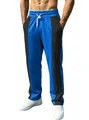 Heren joggingbroek in marineblauw en zwart met wit trekkoord en zijpanelen - S / Donkerblauw