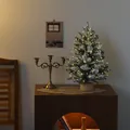 Mini flocked Christmas tree with LED lights and snow effect on a wooden base - Starry White Tree-45cm
