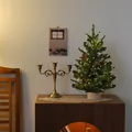 Mini lighted Christmas tree with pine cones and wooden base for tabletop decor - Starry Green Tree 45cm