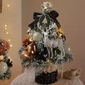 Mini DIY Christmas tree with flocking cedar, white reindeer, and warm LED lights - White Deer Mini Tree 30cm
