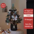 60cm DIY tabletop Christmas tree with white butterfly, pine cones and warm LED lights - White Butterfly Style-60cm