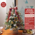 45cm mini tabletop Christmas tree with flocked snow, gold ornaments and LED lights - Golden Chapter Style-45cm