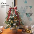 45cm mini tabletop Christmas tree with flocked snow, gold ornaments and LED lights - Golden Chapter Style-45cm