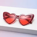 Fashionable heart-shaped sunglasses with deep red frame and translucent red lenses - Wine Red Frame Red Lens (C2)