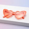 Sparkly orange heart-shaped sunglasses with glitter frame and tinted UV400 lenses - Bright Orange Frame Orange Lens (C7)