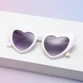 Retro heart shaped sunglasses featuring white frames and purple gradient lenses - White Frame Purple Gradient Lens (C12)