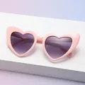 Pink heart-shaped sunglasses with gradient purple lenses and glitter finish frames - Pink Frame Purple Gradient Lens (C14)