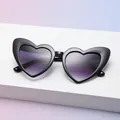 Retro heart-shaped sunglasses with thick black frames and purple gradient lenses - Black Frame Purple Gradient Lens (C9)