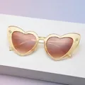 Heart-shaped sunglasses in yellow glitter resin frame with brown gradient lenses - Light Yellow Glitter Frame (C21)