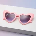 Pink heart-shaped sunglasses with purple gradient lenses and Bride text on the lens - C18