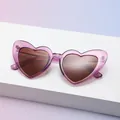 Fashion heart shaped sunglasses with purple transparent frame and dark brown lenses - Purple Transparent Frame Brown Lens (C3)