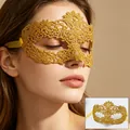 Detailed view of intricate gold lace party mask with delicate floral embroidery and ribbons - Gold Thread