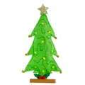 Mini albero di Natale in feltro verde con luci LED e paillettes su base di legno - Albero di Natale da Scrivania LED-Verde