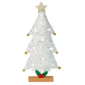 Albero di Natale da tavolo in feltro bianco con luci LED calde e stella dorata - Albero di Natale da Scrivania LED-Oro Bianco