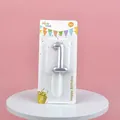 Metallic silver number 1 birthday candle with balloon texture shown in retail packaging. - Silver Number 1 Candle