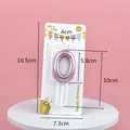 Comprehensive size dimensions for the metallic purple number 0 birthday candle cake topper - Rose Gold Number 0 Candle
