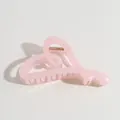 Pince à cheveux élégante en forme de cœur rose translucide avec ressort doré - Rose