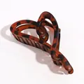 Pince à cheveux léopard marron écaille de tortue au design évidé en forme de cœur - Imprimé léopard