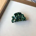 Floral hair claw clip with dark green marble finish and sparkling green rhinestones - Dark Green Floral Style (1)