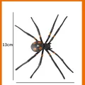 Realistic 13cm black spider decoration with orange spots and a sparkling faux diamond - Glow Soft Rubber Spider
