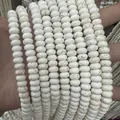 Strand of natural white turquoise abacus beads with irregular brown textures for DIY jewelry - Mongolian White Turquoise / 5*8mm (approx. 73 pcs/strand)