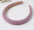 Sparkling pink rhinestone padded headband for women with premium crystal embellishment - Wide Style / Pink