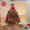Mini desktop Christmas tree 45cm with red bows ornaments and LED string lights - Red Theme XS7833-45cm