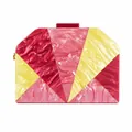 Pochette géométrique élégante en acrylique avec motif marbré et patchwork pour mariages - Rouge Pastèque