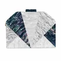 Pochette élégante en acrylique aux motifs marbrés géométriques blanc, vert et violet - Noir