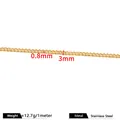 Chaîne gourmette de 3mm en acier inoxydable doré pour création de bijoux DIY de 0,8mm - Or 18K 0.8x3mm