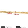 Chaîne gourmette dorée en acier inoxydable de 5,2 mm pour création de bijoux DIY - Or 18K 1.4x5.2mm