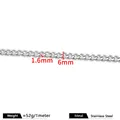 Chaîne cubaine en acier inoxydable doré 6mm avec fil de 1,6mm pour création de bijoux - Couleur Acier 1.6x6mm