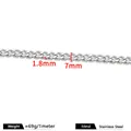 Chaîne gourmette argentée en acier inoxydable de 7mm pour la création de bijoux - Couleur Acier 1.8x7mm