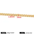 Variante de chaîne gourmette dorée en acier inoxydable 7mm avec épaisseur de 1,8mm pour DIY - Or 18K 1.8x7mm