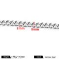 Chaîne cubaine en acier inoxydable argenté 8mm pour création de bijoux - Couleur Acier 2x8mm