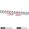 Chaîne cubaine en acier inoxydable argent poli largeur 10mm pour création bijoux - Couleur Acier 2.5x10mm