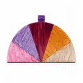 Modern semi-circle acrylic clutch bag with colorful marble patterns for evening wedding - Multicolor Patchwork (Pink Purple Wine Red Orange)