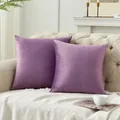 Set of two luxury square deep purple velvet cushion covers on a modern white bench - 30*50cm (No Insert) / Taro Purple