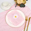 Light pink bohemian cheesecloth table runner with pleated texture for wedding decor - 90*300cm / Pink