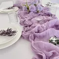 Elegant purple wrinkled cheesecloth table runner for bohemian wedding party decorations - 90*300cm / Light Purple