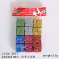 Set of 12 colorful 2.5cm Christmas gift box ornaments with shiny laser foil finish - 2.5CM Mini Gift Box Ornaments (12Pcs) (PS-011)