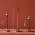Three-piece set of gold electroplated candle holders in sizes 18.5cm, 21.5cm, and 24.5cm - Large, Medium and Small Combination (Brass) / Bronze