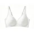 Seamless white plus size bra with deep V-neck and soft wire-free support for women - XS / White