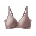 Seamless deep V wireless bra in nude pink with adjustable straps for women - XS / Gray Purple