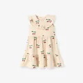 Mädchen Sommerkleid in Creme mit Kirschprint und gestuftem Rüschenkragen Design - Kirschdruck in Creme / 2Y(90cm)